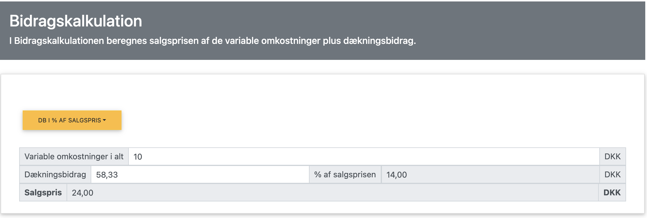 Bidragskalkulation
